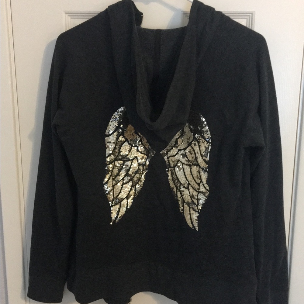 Victoria's Secret Gold Angel Wings Grey Hoodie